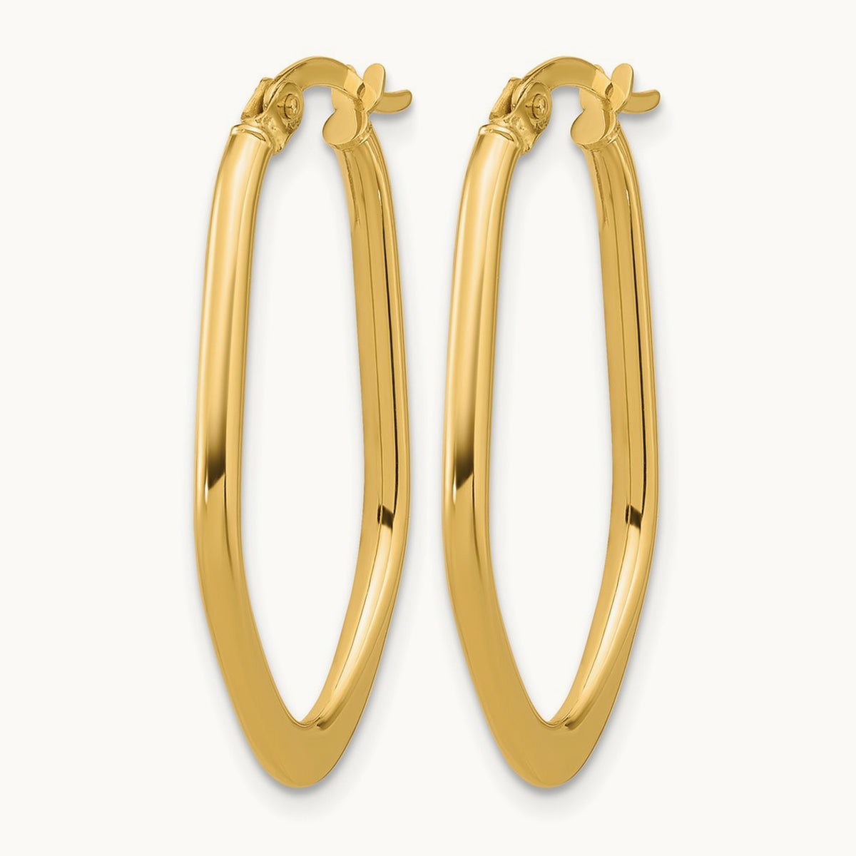 Polished Oval Hoop Earrings — 14K Yellow Gold