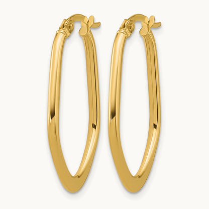 Polished Oval Hoop Earrings — 14K Yellow Gold