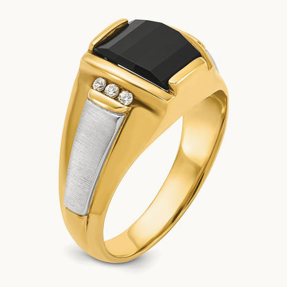 Men's Satin Onyx and Diamond Complete Ring — IBGoodman — photo set