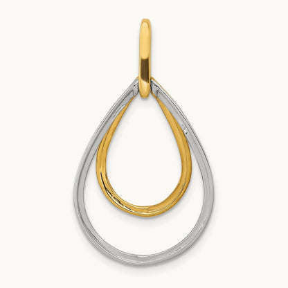 Polished 1/4ct. Diamond Double Teardrop Pendant, 14K Two-tone