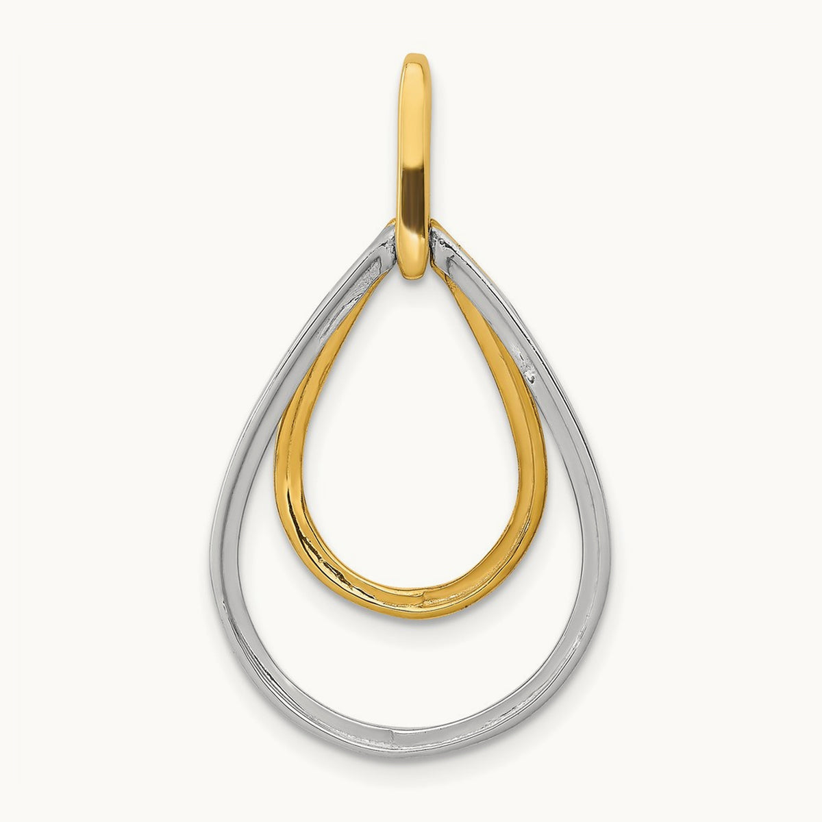 Polished 1/4ct. Diamond Double Teardrop Pendant, 14K Two-tone