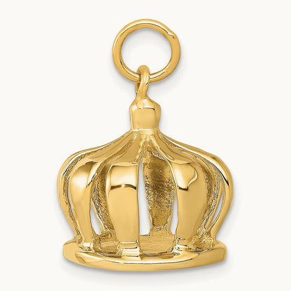3D Crown Charm, 14K