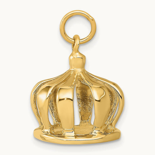 3D Crown Charm, 14K