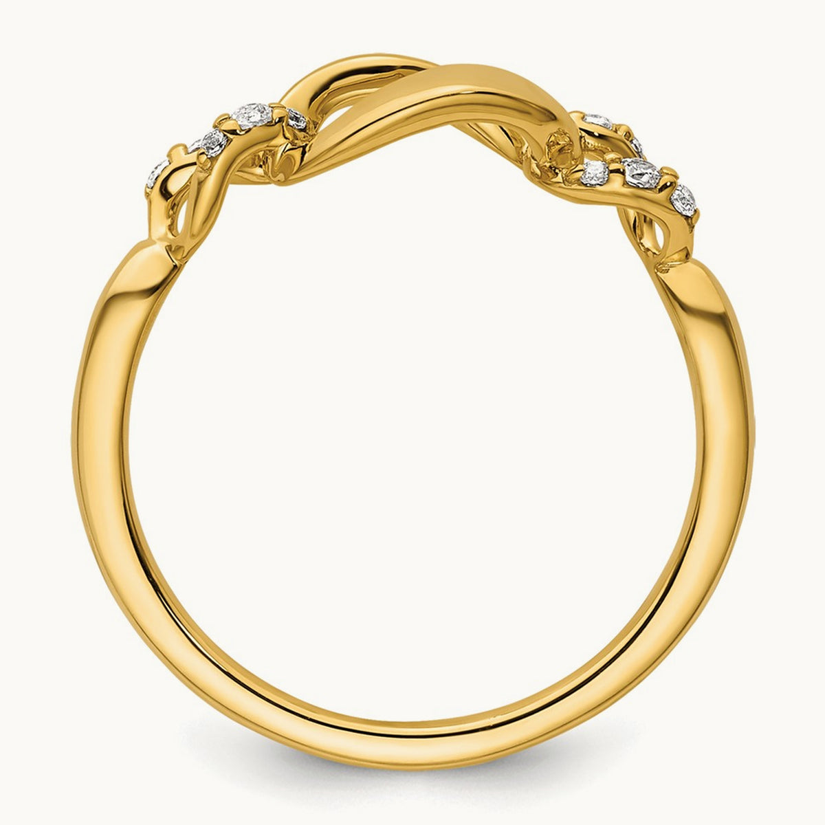 Polished Diamond Wavy Oval Fashion Ring, 14K