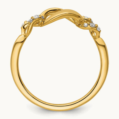 Polished Diamond Wavy Oval Fashion Ring, 14K