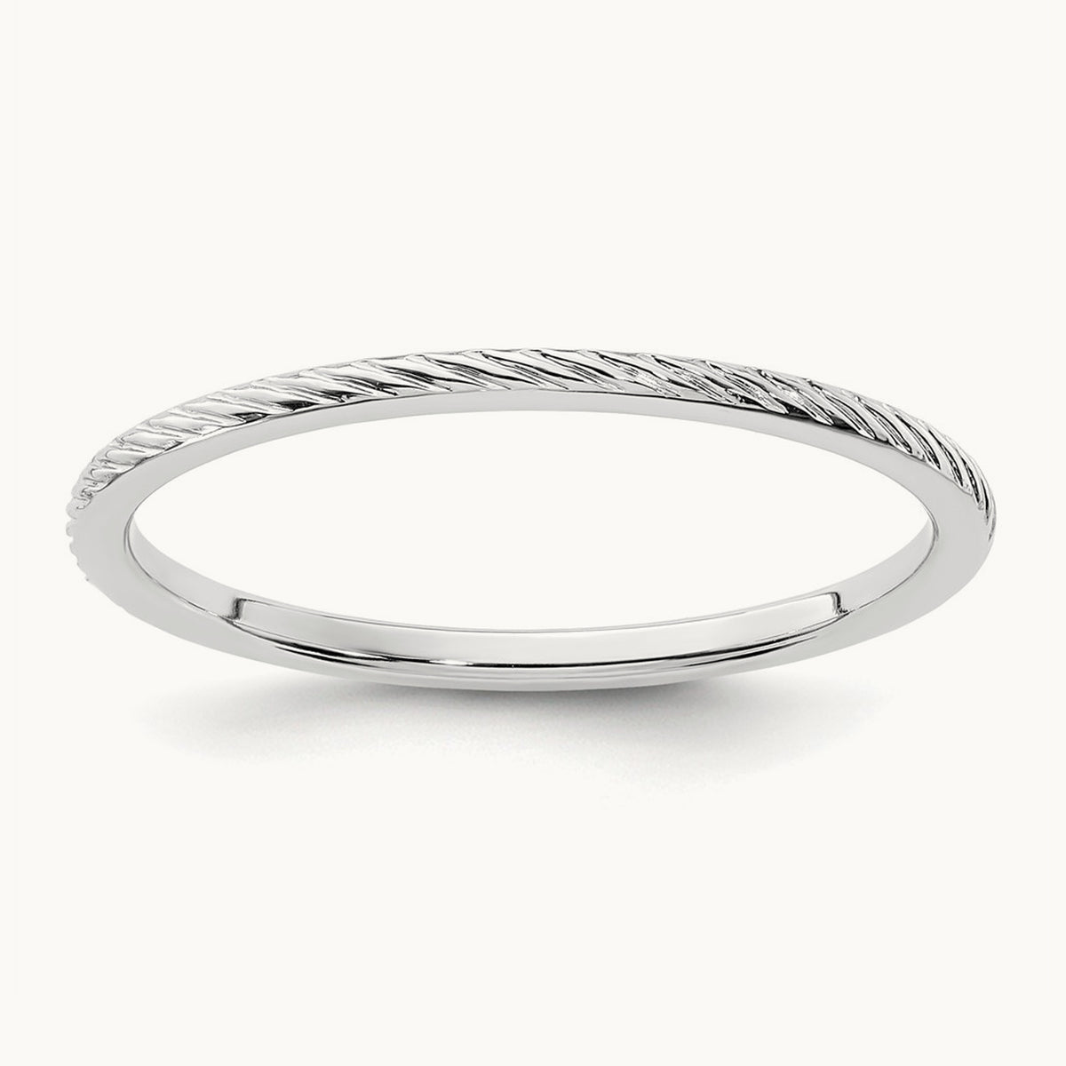 Twisted Wire Pattern Stackable Band — 14K White Gold