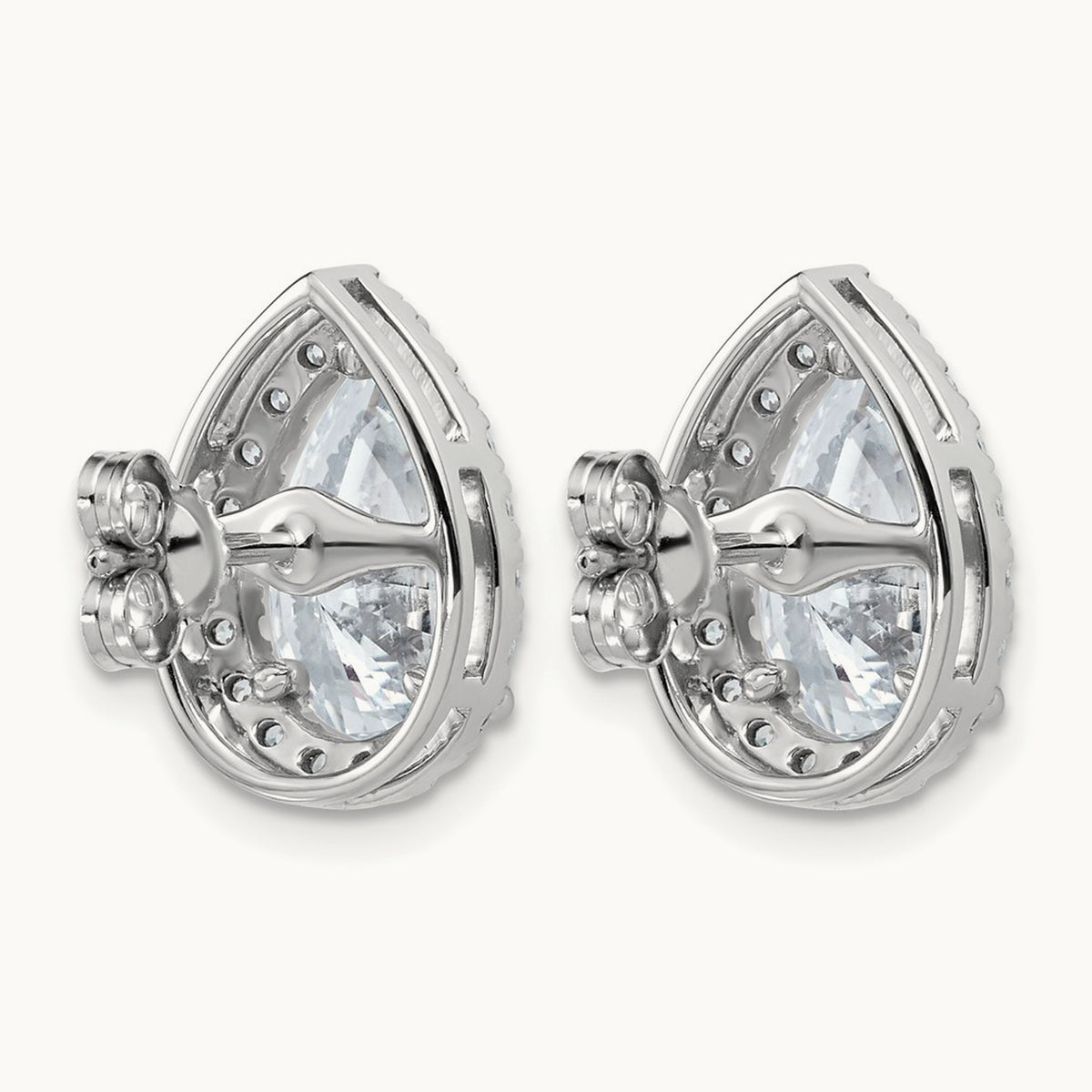 Pear Halo Post Earrings, 1.25-6.75 ct tw Lab-Grown Diamond — 4 5/8 ct, VS (Best) · Certified, 14K White Gold
