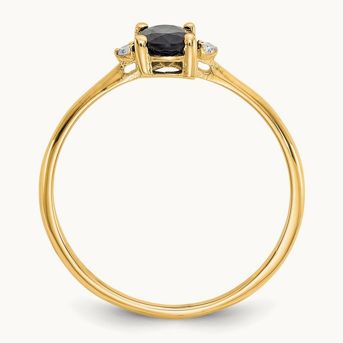 Diamond & Sapphire Birthstone Ring — 14K Yellow Gold, 6