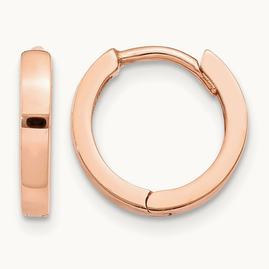 Round Hinged Hoop Earrings, 14K Rose Gold