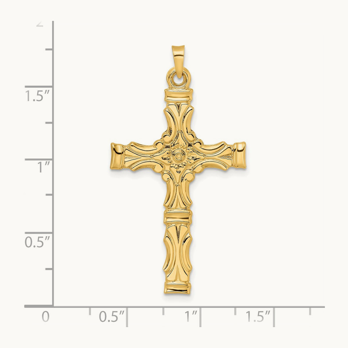 Polished Solid Fancy Design Cross Pendant — 42.7mm