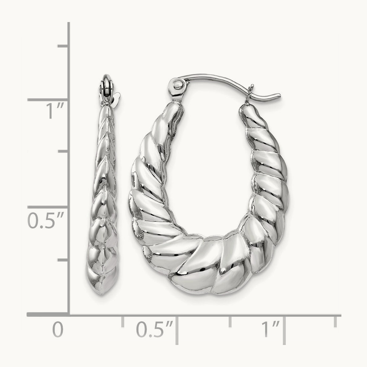 Polished and Textured Oval Hoop Earrings — photo set