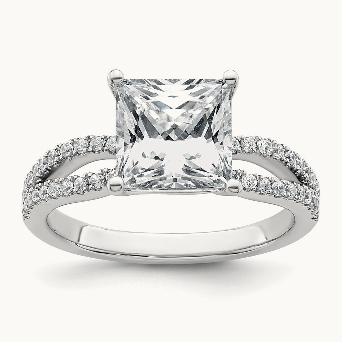 Princess Engagement Ring, 1.25-2.75 ct tw Lab-Grown Diamond — 2 1/2 ct, 14K White Gold