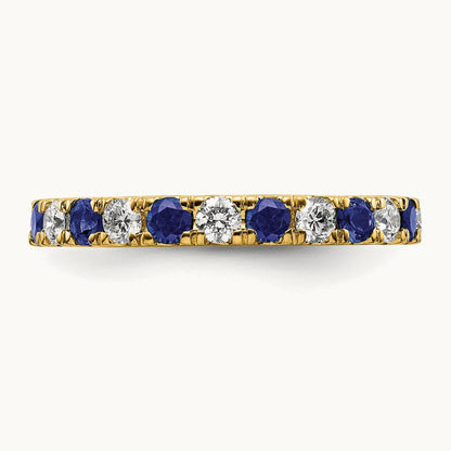 Created Sapphire Eternity Band, 0.25-0.75 ct tw Lab-Grown Diamond — 14K Yellow Gold
