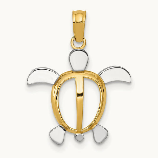 Sea Turtle Pendant, 14K with Rhodium