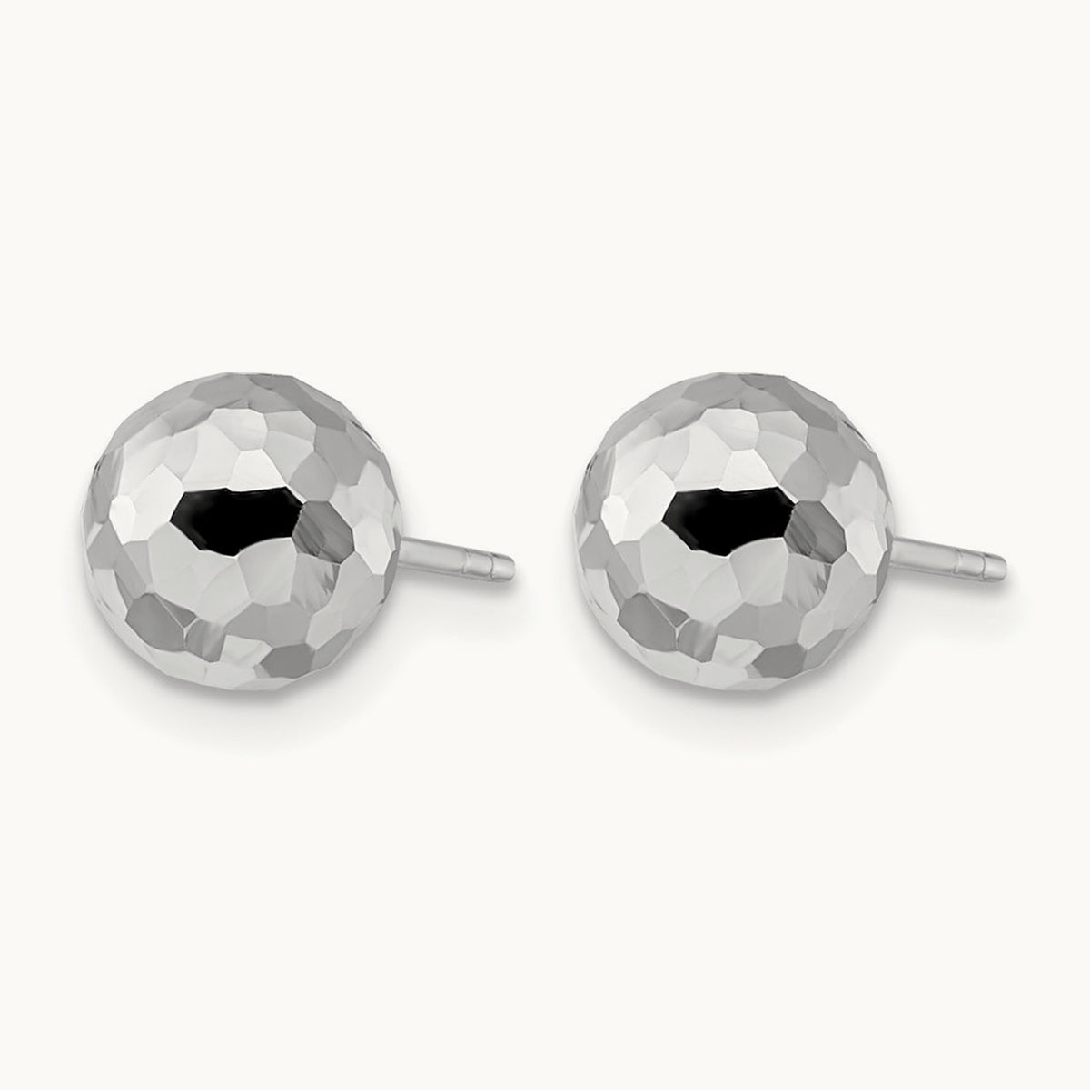 Polished Faceted Post Earrings — 10K White Gold