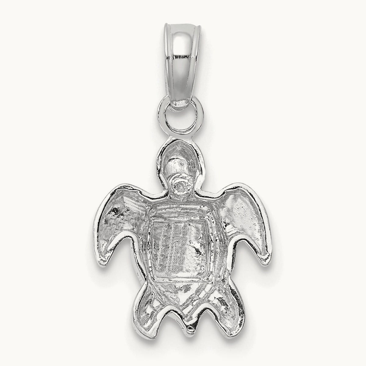 Textured Mini Sea Turtle Charm — 14K White Gold