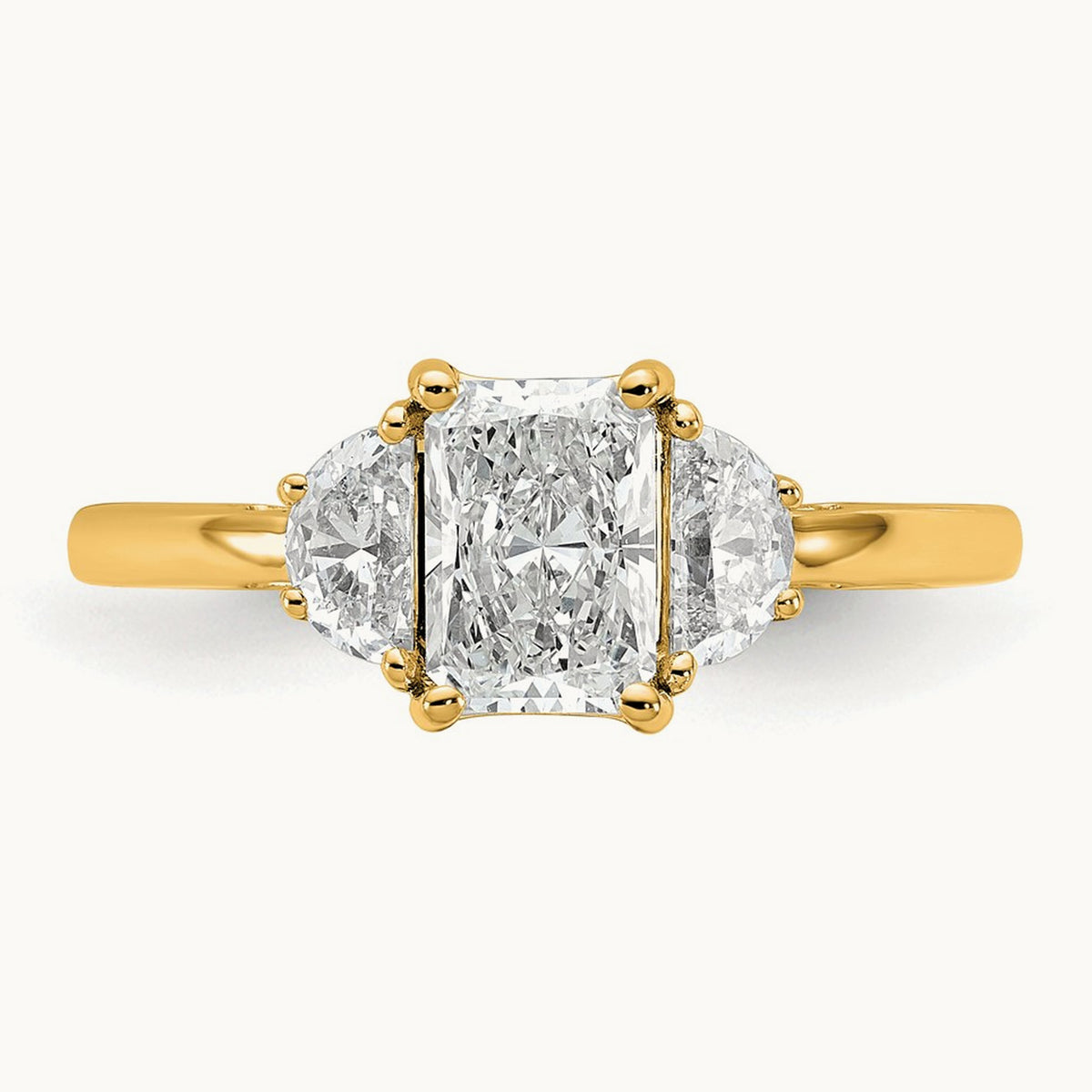 Radiant & 1/2 Moon Engagement Ring, 1.25-4.00 ct tw Lab-Grown Diamond — 1 3/8 ct, 14K Yellow Gold