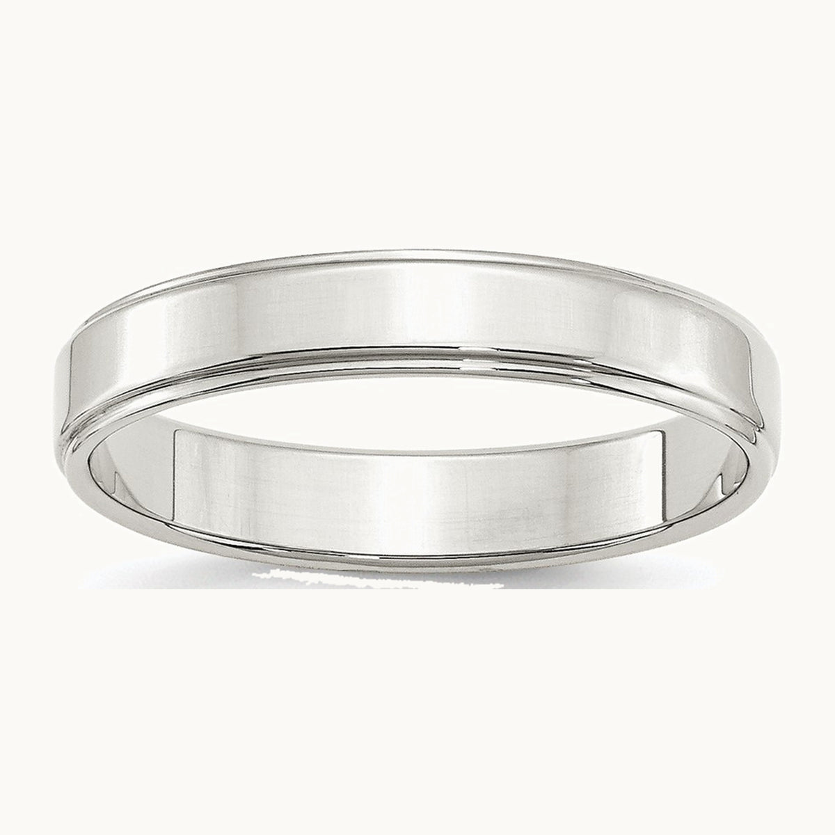Sterling Silver 4mm Flat with Step Edge Band