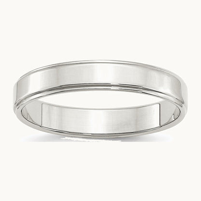 Sterling Silver 4mm Flat with Step Edge Band