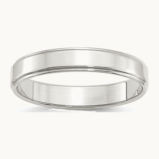 Sterling Silver 4mm Flat with Step Edge Band