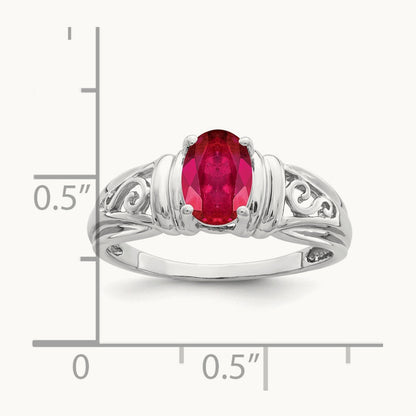 7x5mm Oval Ruby ring, 14K White Gold