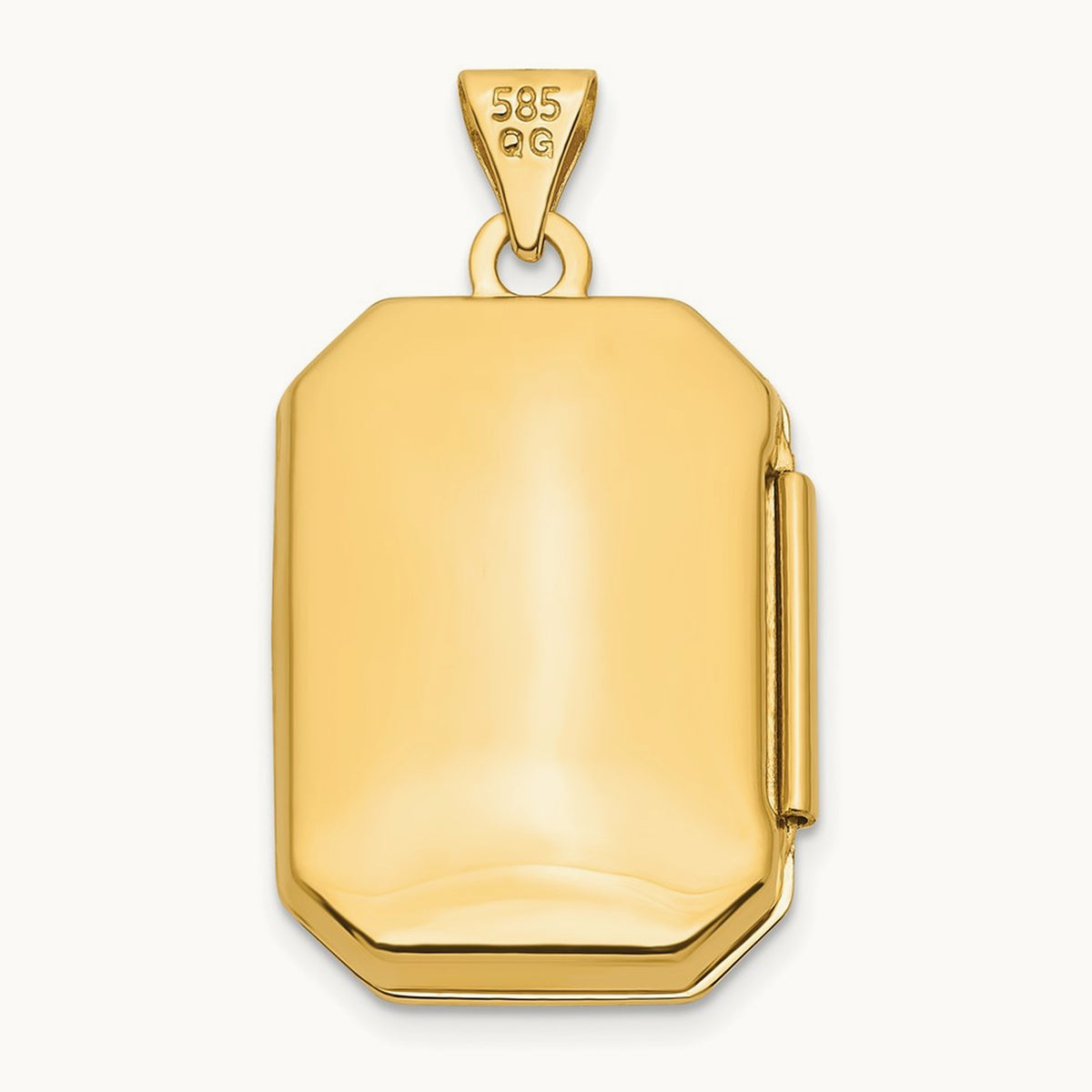 Diamond-cut Brushed Rectangular Locket — 14K Yellow Gold