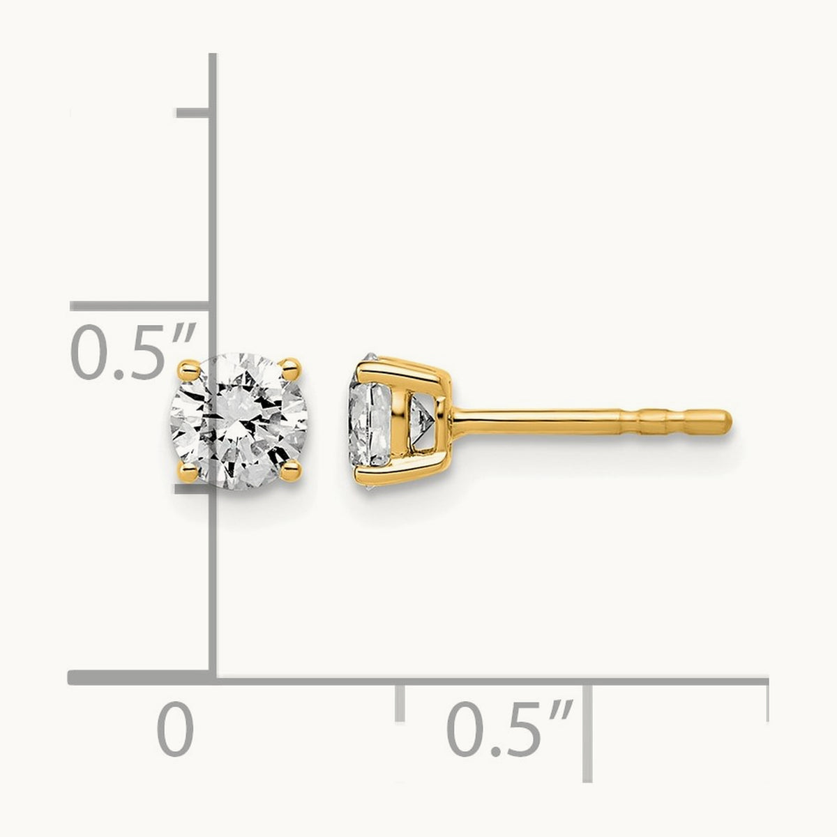 Round Lightweight Earrings, 0.25-6.00 ct tw Lab-Grown Diamond — 3/4 ct, 10K Yellow Gold