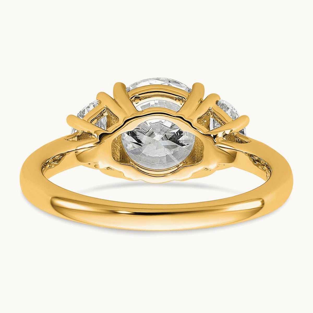 Round 3 Stone Engagement Ring, 1.25-4.00 ct tw Lab-Grown Diamond — 2 1/2 ct, 14K Yellow Gold