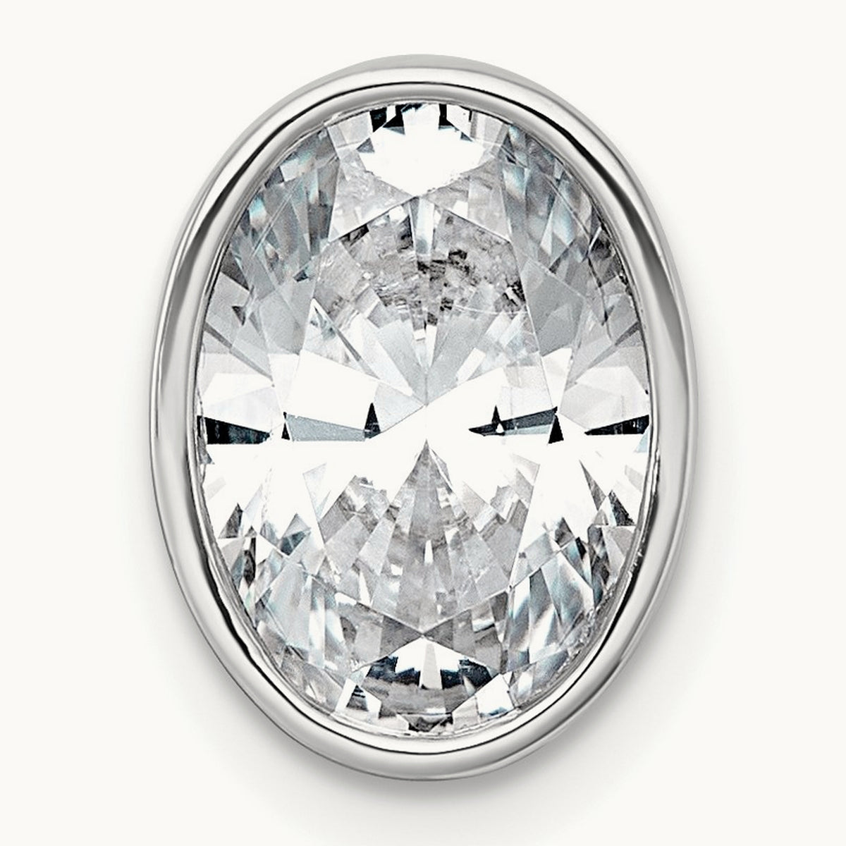 Oval Bezel Set Chain Slide Pendant, 0.25-3.00 ct tw Lab-Grown Diamond — 2 1/2 ct, 14K White Gold