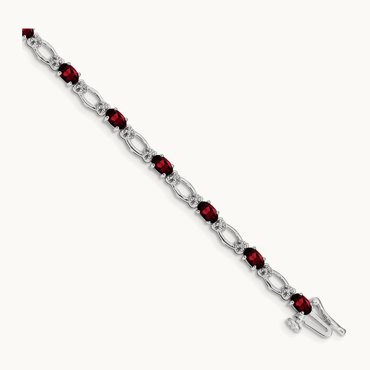 Diamond and Garnet Bracelet — 14K White Gold