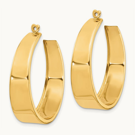 Polished Hoop Earring Jackets — 14K Yellow Gold, 30mm