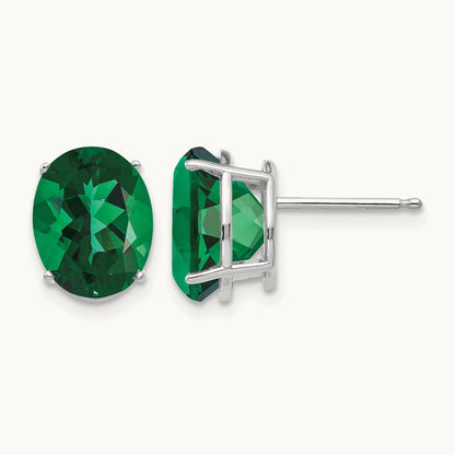 Mount St. Helens Oval Stud Earrings, 14K White Gold