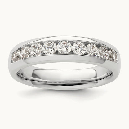 9-Stone Diamond Channel Band, 14K White Gold