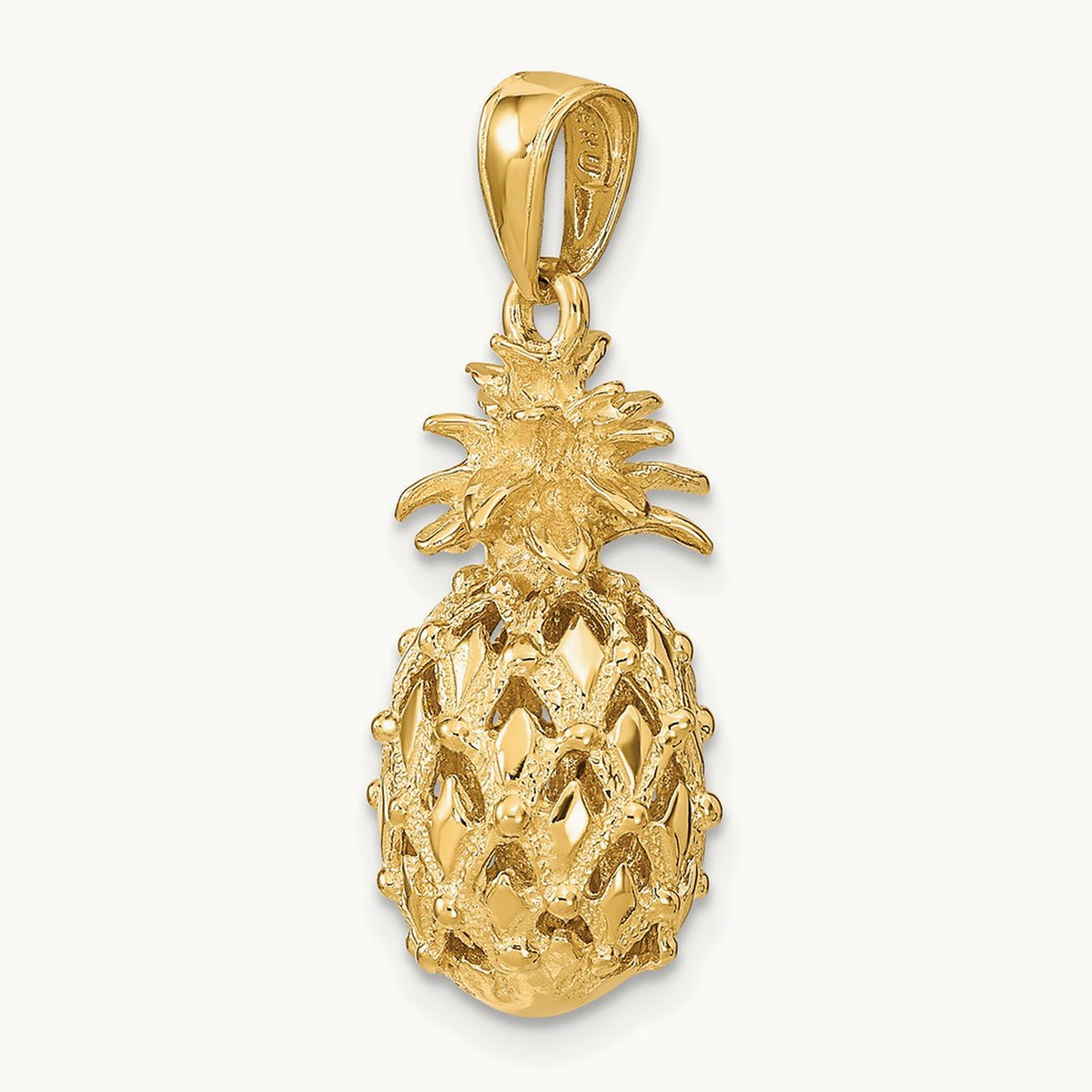 3-D Cut-Out Pineapple Pendant, 14K