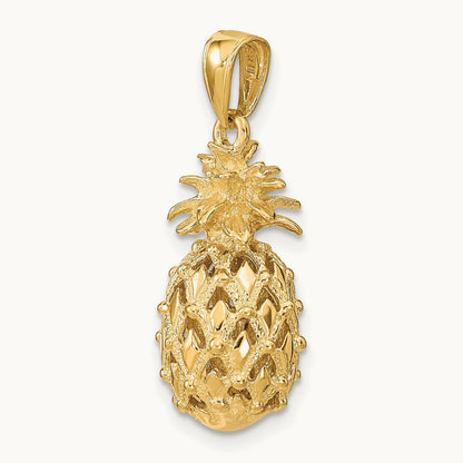 3-D Cut-Out Pineapple Pendant, 14K
