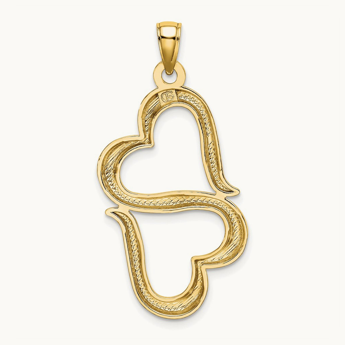 Polished Connected Double Hearts Pendant — 14K Yellow Gold