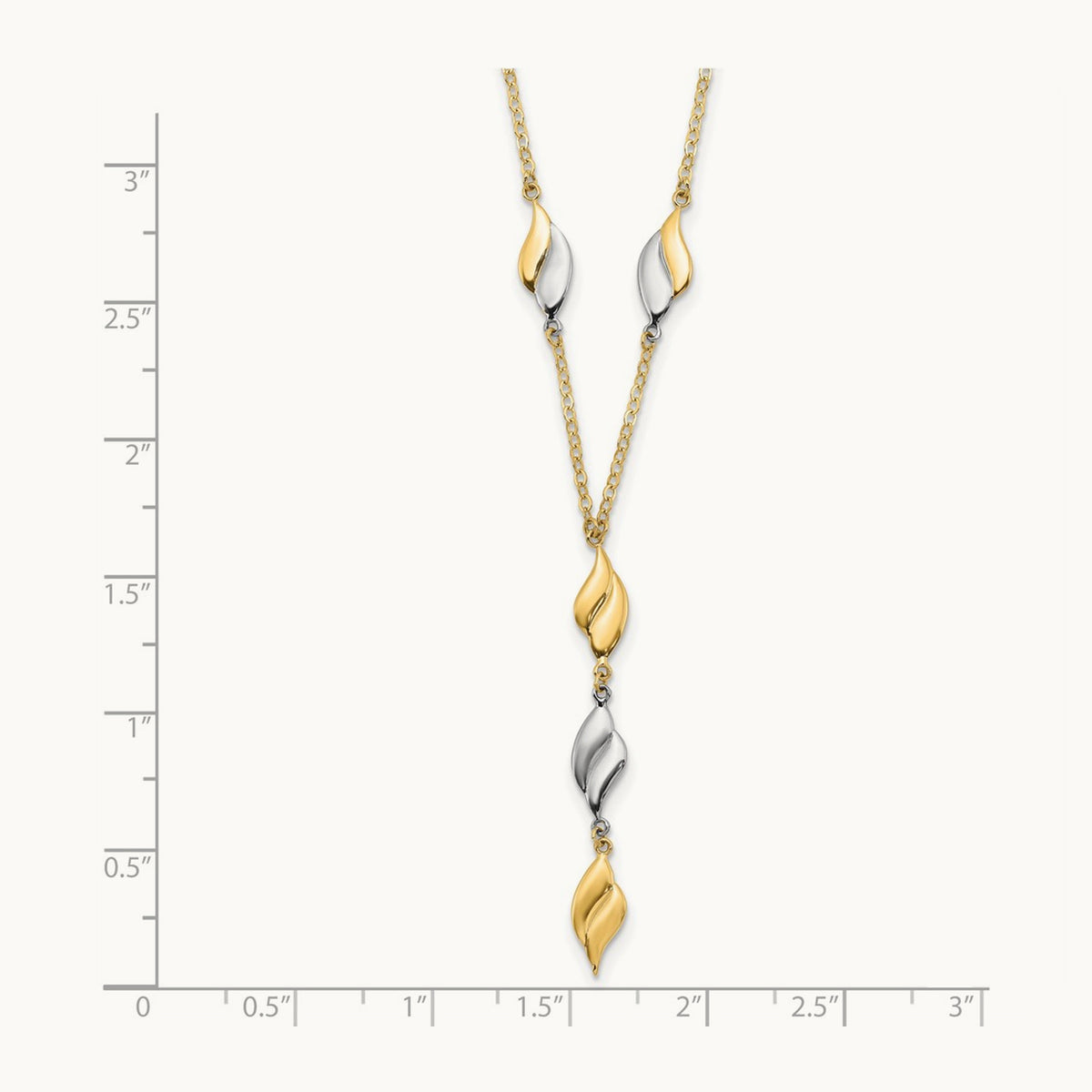 Polished Fancy Y Drop Necklace, 14K Two-tone