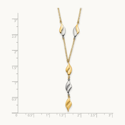 Polished Fancy Y Drop Necklace, 14K Two-tone