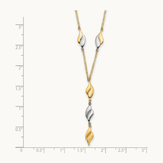 Polished Fancy Y Drop Necklace, 14K Two-tone