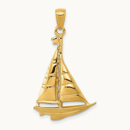 Polished Sailboat Pendant, 14K