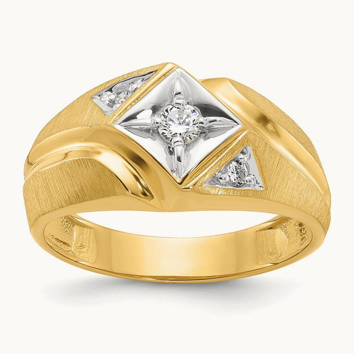 With White Rhodium Men's Ring, 0.20 ct tw Lab-Grown Diamond