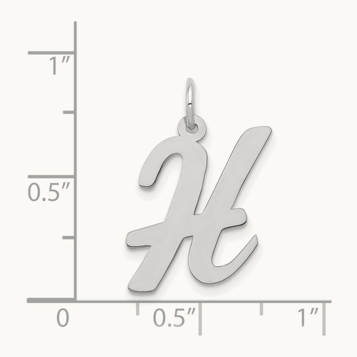 Large Script Initial Charm — 14K White Gold, H