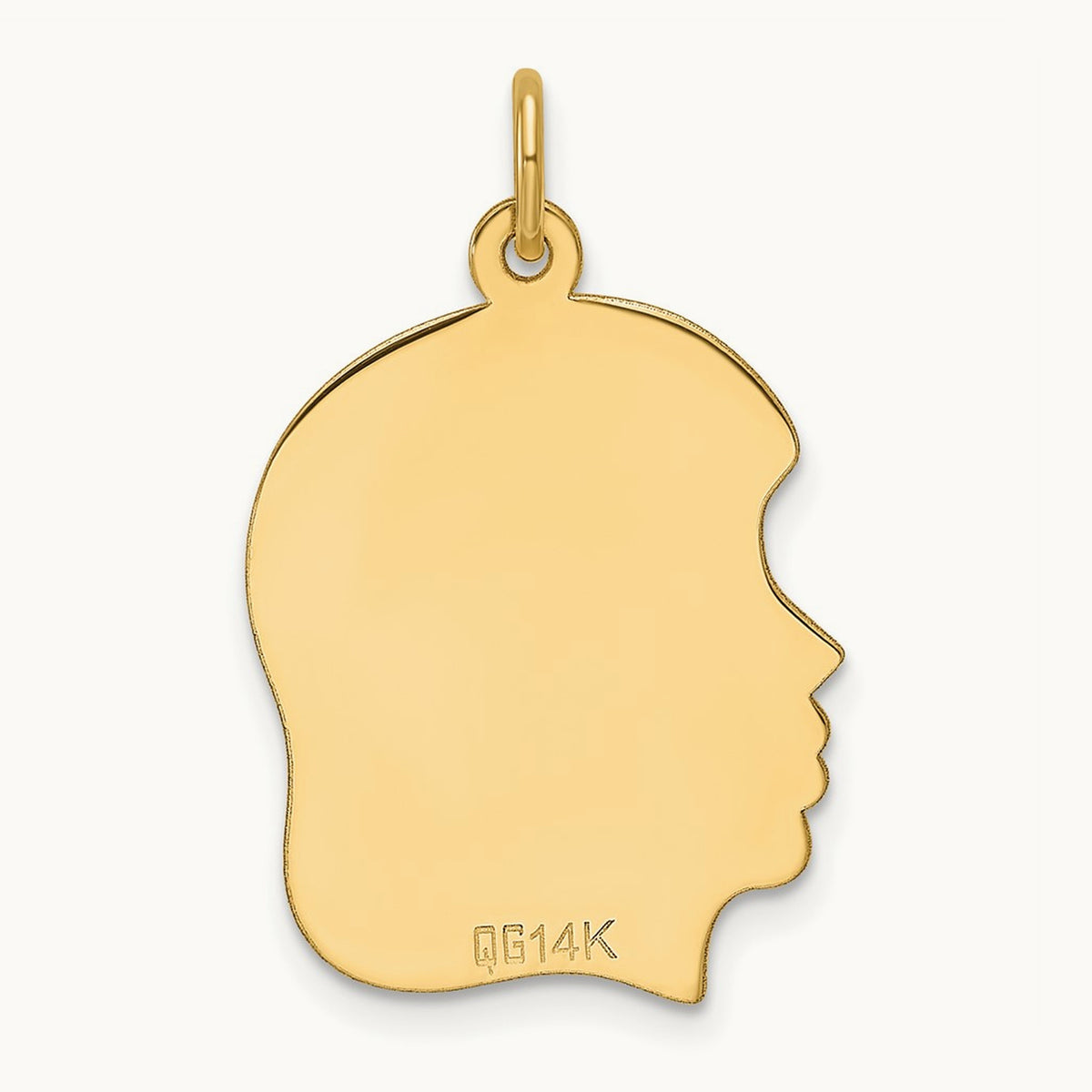 Plain Medium .013 Gauge Facing Left Engravable Girl Head Charm — 26.4mm