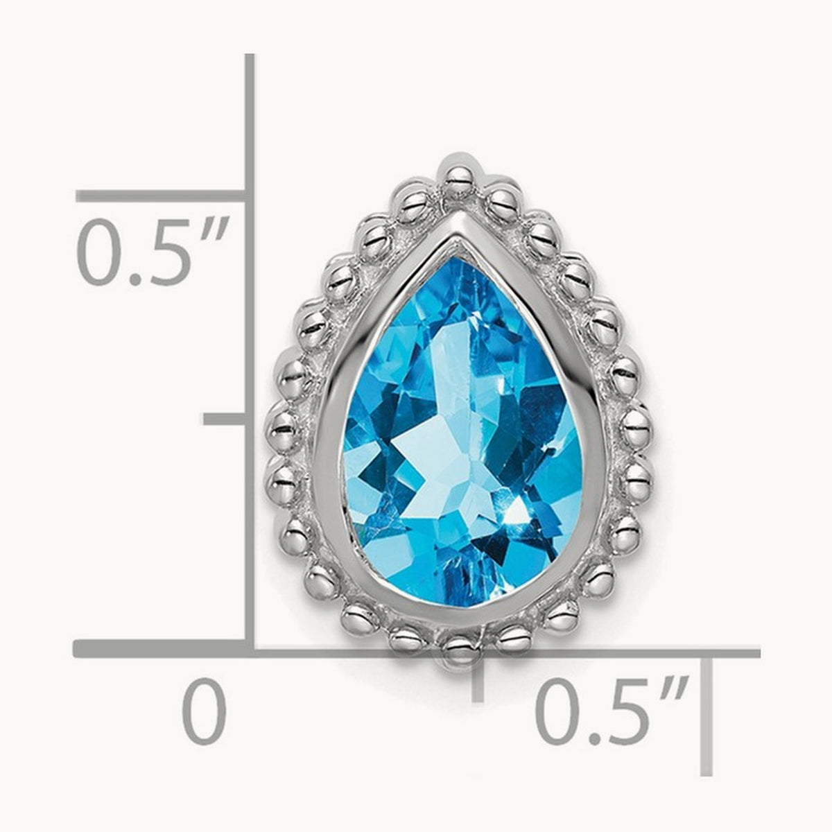 Pear Blue Topaz Chain Slide — 14K White Gold