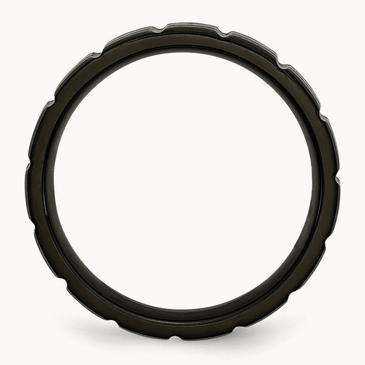 Brushed and Polished Black IP-plated Notched Band — 6mm