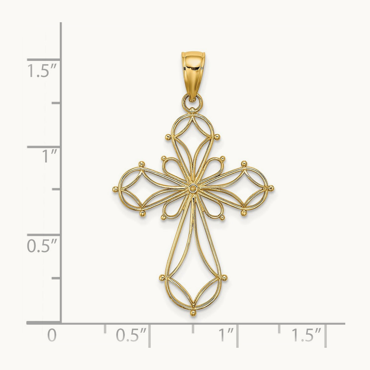 Cut-Out Shapes Fancy Cross Charm, 14K