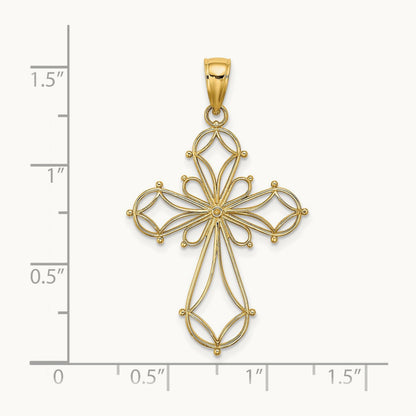 Cut-Out Shapes Fancy Cross Charm, 14K