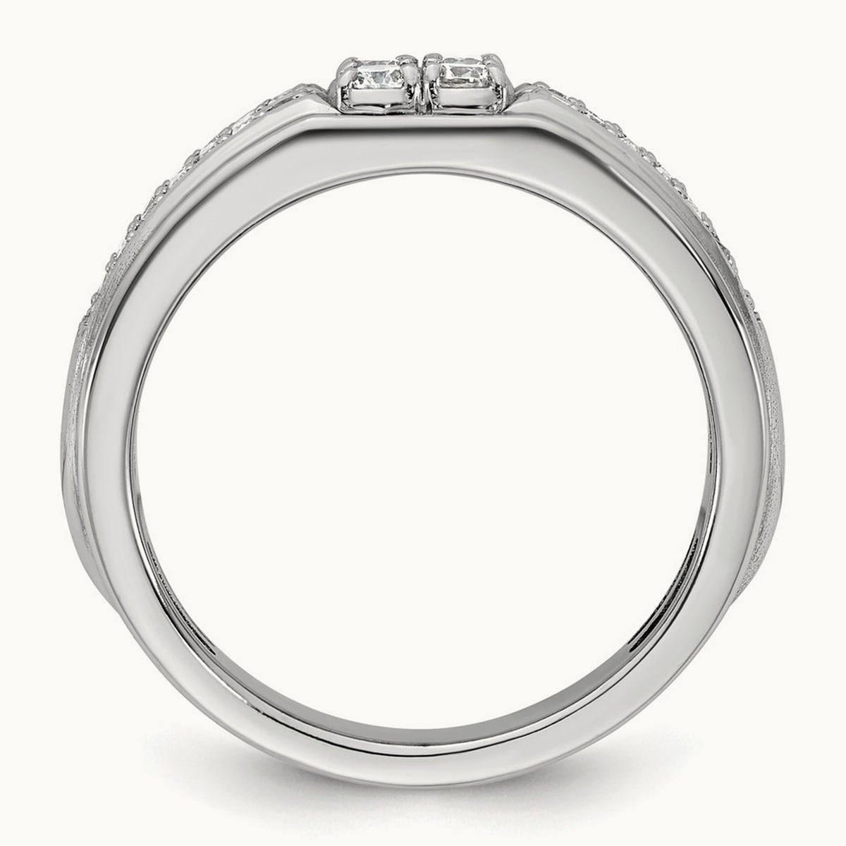IB Goodman Mens Polished Complete 4-Stone 5/8ct Diamond Ring, 14K White Gold
