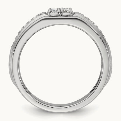 IB Goodman Mens Polished Complete 4-Stone 5/8ct Diamond Ring, 14K White Gold