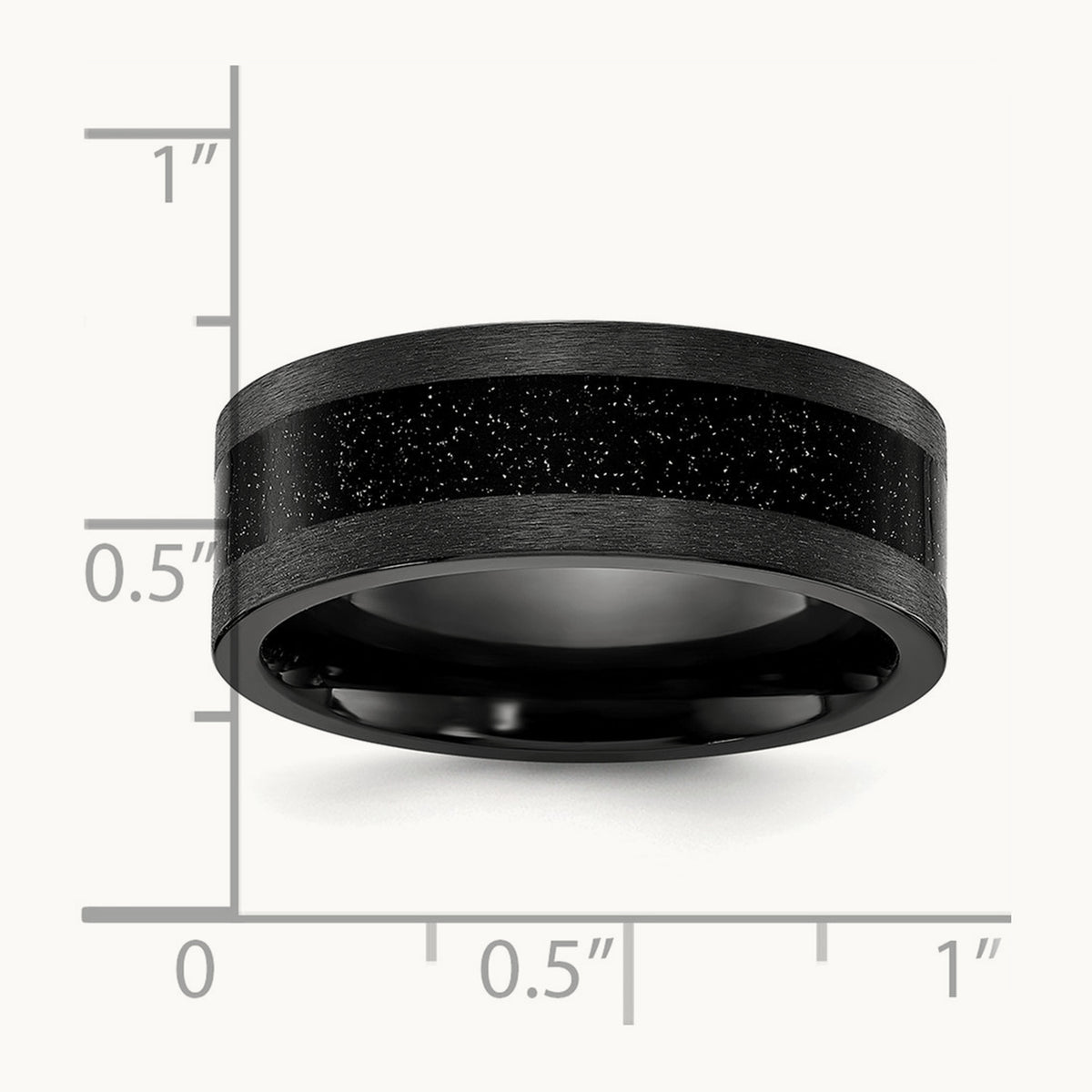 Black Zirconium Polished with Black Star Sandstone Inlay Band, 8mm